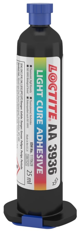 Preview: Henkel™ Loctite® AA 3936 UV Klebstoff, 25 ml, Transparent, 1170628, nach Henkels ISO-10993-Protokoll qualifiziert, für flexible Klebeverbindungen mit hoher Haftung