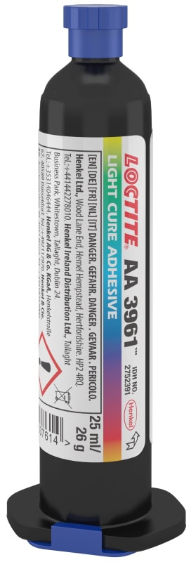 Preview: Henkel™ Loctite® AA 3961 UV Klebstoff, 25 ml, Transparent bis Strohfarben, 2752391, nach ISO 10993 getestet, Ideal für das Verkleben verschiedener Metalle und Kunststoffe geeignet