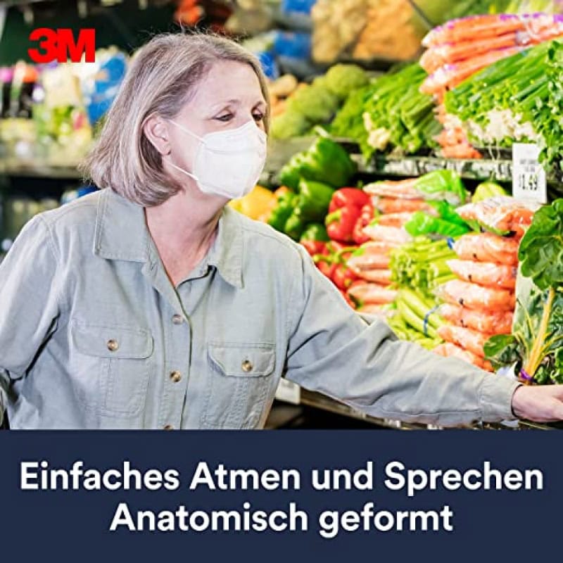 Preview: 3M™ Atemschutzmaske 9623-3 FFP2 NR D, 3er Pack, Einzelhandels Variante, Ohrschlaufen mit Hakenverschluss, Hygienisch dreifachverpackt, Pandemiemaske