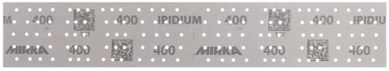 Preview: Mirka® Iridium® 246B205080, 70 mm x 400 mm, 2 mal in 70 x 198 mm Stücke perforiert, P80, Multilochung, Kletthaftend, Schleifstreifen mit Keramik- und Aluminiumkorn