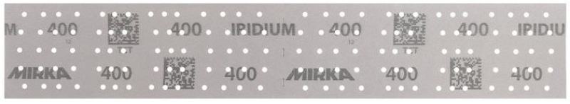 Preview: Mirka® Iridium® 246B205025, 70 mm x 400 mm, 2 mal in 70 x 198 mm Stücke perforiert, P240, Multilochung, Schleifstreifen mit Keramik- und Aluminiumkorn