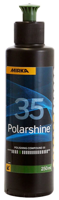 Preview: Mirka® Polarshine 35 7992800251, 250 ml, Grobe Politur zur Vorbehandlung für harte Oberflächen und schnelle Polierverfahren