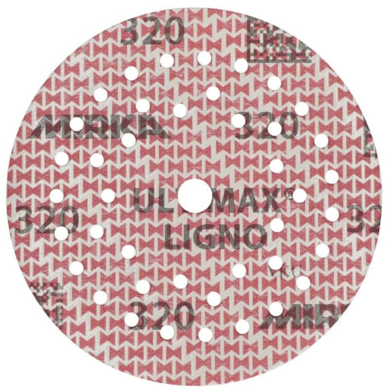 Preview: Mirka® Ultimax® Ligno Schleifscheiben Testkit SEYLIGNO150, Ø 150 mm, 2x P40, P80, P120, P180, P240, P320, Multilochung, Kletthaftend, Set, Latex Papierschleifscheibe mit Keramik- & Aluminiumkorn, Ideal für Holzschleifarbeiten