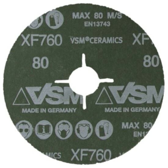 Preview: VSM CERAMICS XF760 731289, Ø 180 mm x ø 22,23 mm, P36, 4-fach Schlitz Ausführung (S1E), 8.500 U./Min., Fiberscheibe mit Selbstschärfenden Keramikkorn, Für unlegierten Stahl und Edelstahl