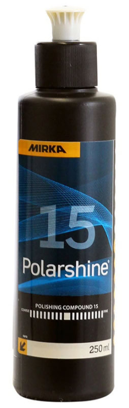 Preview: Mirka® Polarshine 15 7994002511, 250 ml, Mittelgrobe Politur ideal für mittelgrobe Schleifriefen geeignet