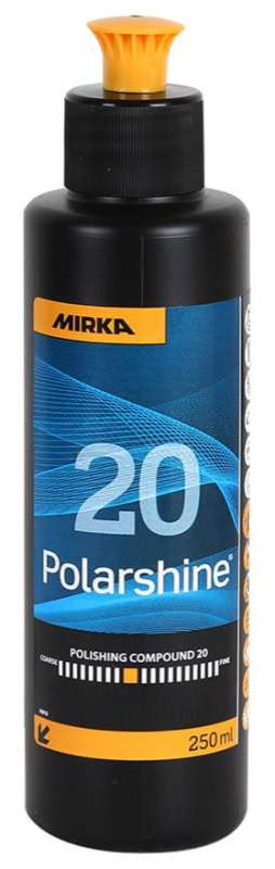 Preview: Mirka® Polarshine 20 7992002511, 250 ml, Mittelgrobe Politur ideal für die Entfernung von Kratzern und bearbeiten von frischen Lacken