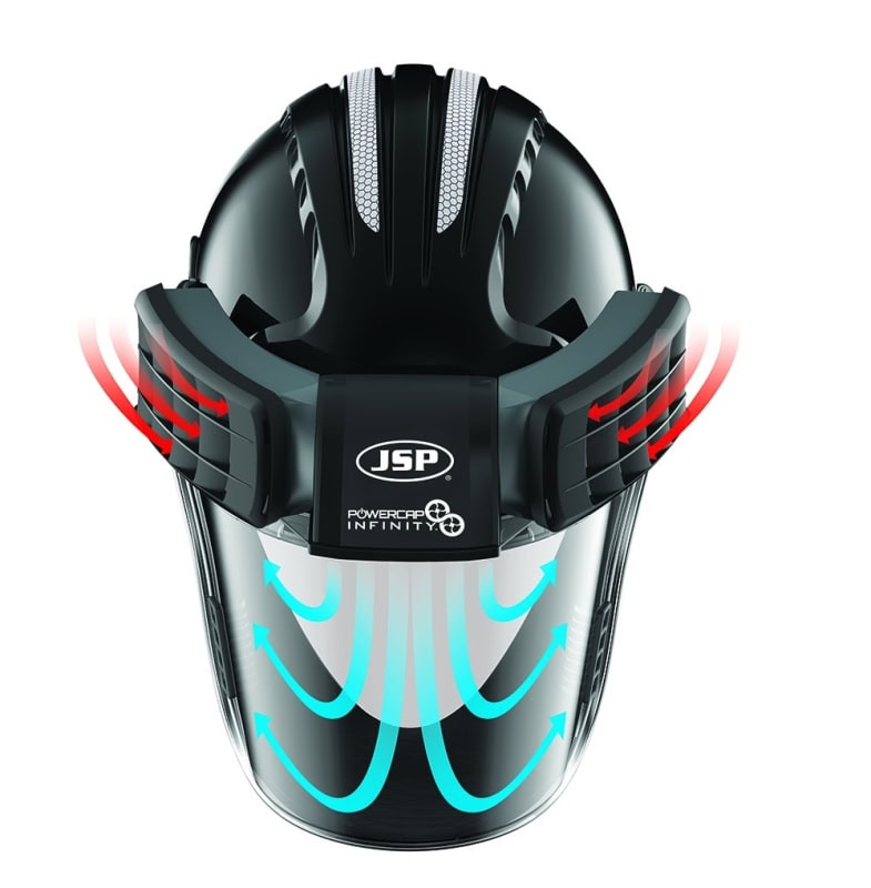 Preview: Powercap® Infinity® CEA646-001-100, Voll integriertes TH3-Atemschutzgerät mit schwarzem Helm & Gehörschutz