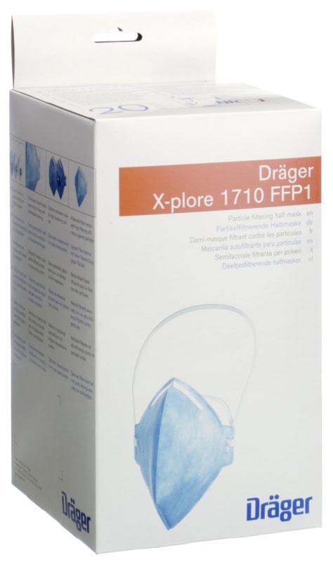 Preview: Dräger® X-plore® 1710 FFP1 NR D 3951080, Universalgröße, Hygienisch einzelverpackt, Wirksamer Schutz gegen Stäube und Partikel bei hohem Tragekomfort