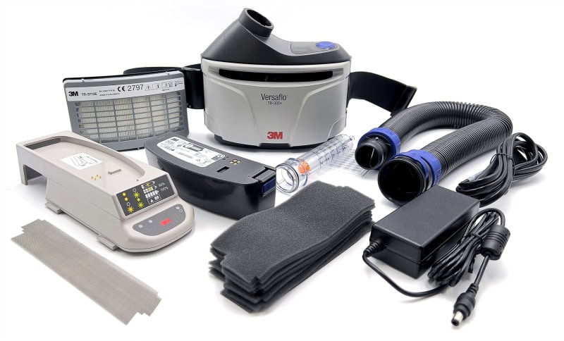 Preview: 3M™ TR-300E-IHK, TH3, Haube Größe S/M, Partikelschutz, Versaflo™ Gesundheitswesen Gebläse Atemschutz Set, Teile: [TR-315+, S-433S]