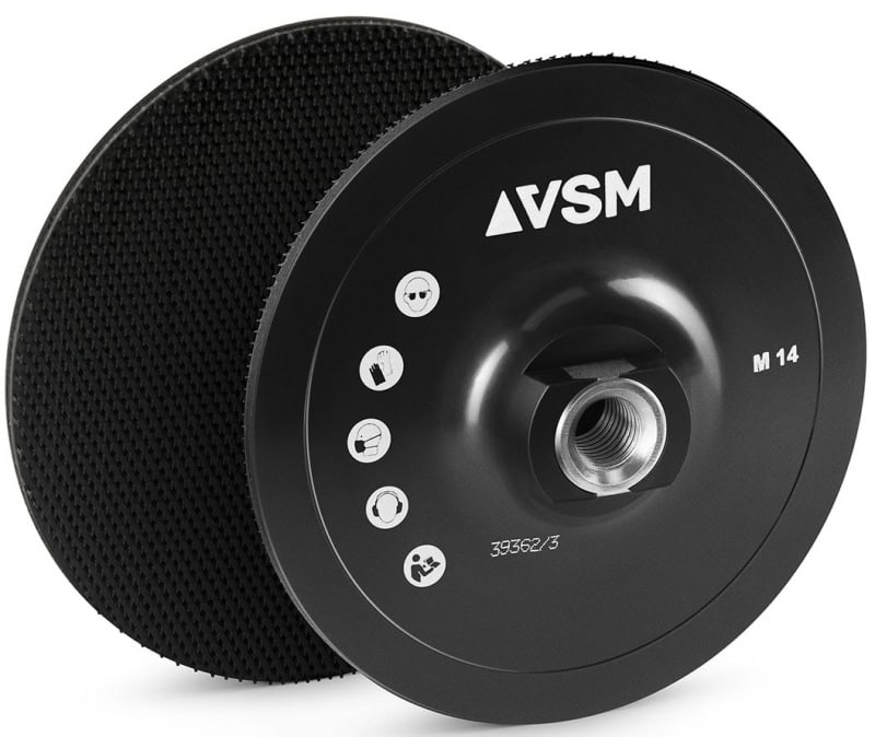 Preview: VSM 795272, Ø 125 mm, M14 Gewinde, Schwarz, Stützteller für Vliesscheiben mit Ø 22 mm Zentrieransatz für den VSM Winkelschleifer