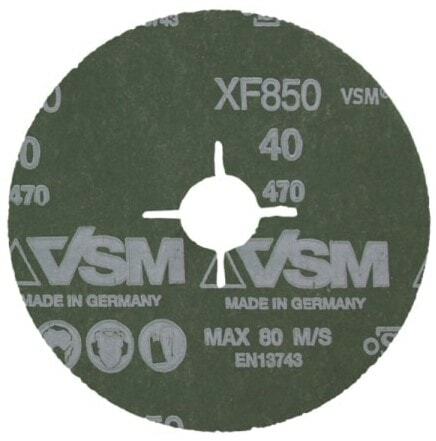 Preview: VSM CERAMICS XF850 766976, Ø 125 mm x ø 22,23 mm, P40, 4-fach Schlitz Ausführung (S1E), 12.200 U./Min., Fiberscheibe mit Keramikkorn, Für Edelstahl und Aluminium