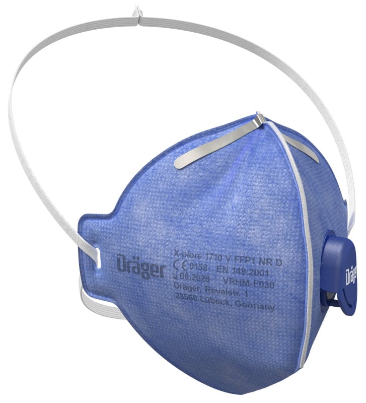 Preview: Dräger® X-plore® 1710V FFP1 NR D Atemschutzmaske / Partikelmaske 3951081, Universalgröße, Ausatemventil, Hygienisch einzelverpackt, Wirksamer Schutz gegen Stäube und Partikel bei hohem Tragekomfort