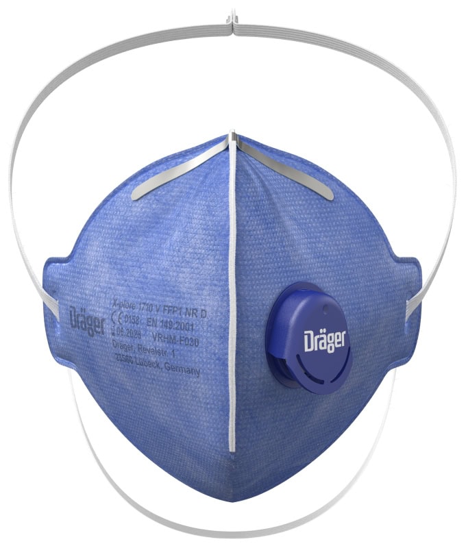 Preview: Dräger® X-plore® 1710V FFP1 NR D Atemschutzmaske / Partikelmaske 3951081, Universalgröße, Ausatemventil, Hygienisch einzelverpackt, Wirksamer Schutz gegen Stäube und Partikel bei hohem Tragekomfort