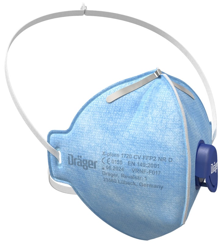 Preview: Dräger® X-plore® 1720V FFP2 NR D Atemschutzmaske / Partikelmaske 3951084, Universalgröße, Ausatemventil, Hygienisch einzelverpackt, Wirksamer Schutz gegen Feinstäube und Partikel bei hohem Tragekomfort