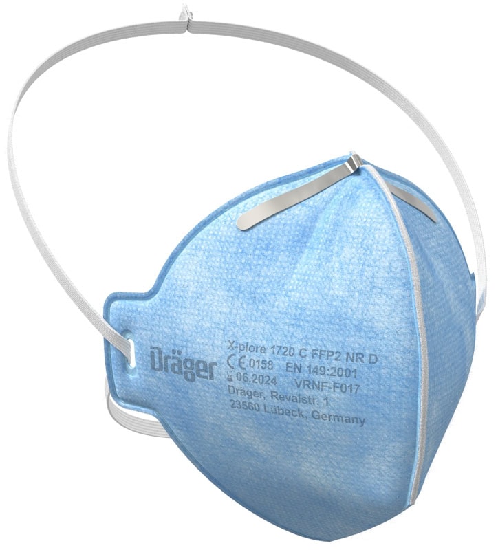 Preview: Dräger® X-plore® 1720 FFP2 NR D Atemschutzmaske / Partikelmaske 3951083, Universalgröße, Hygienisch einzelverpackt, Wirksamer Schutz gegen Feinstäube und Partikel bei hohem Tragekomfort