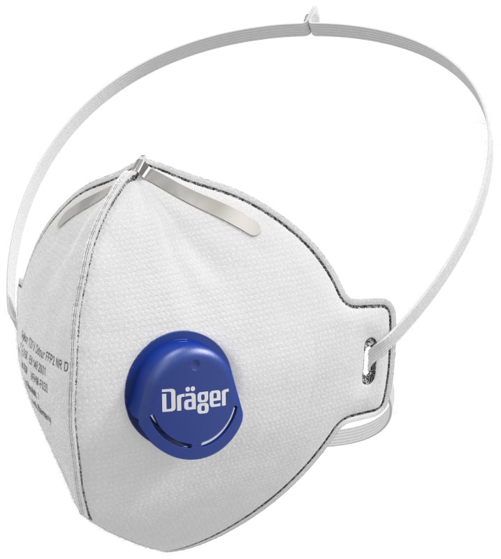 Preview: Dräger® X-plore® 1720V Odour FFP2 NR D 3951085, Universalgröße, Aktivkohle, Ausatemventil, Hygienisch einzelverpackt, Wirksamer Schutz gegen Feinstäube und Partikel bei hohem Tragekomfort