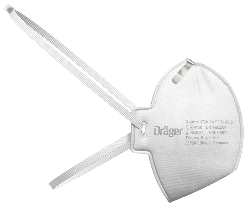 Preview: Dräger® X-plore® 1730V FFP3 NR D 3951088, Universalgröße, Ausatemventil, Hygienisch einzelverpackt, Wirksamer Schutz gegen Feinstäube und Partikel bei hohem Tragekomfort