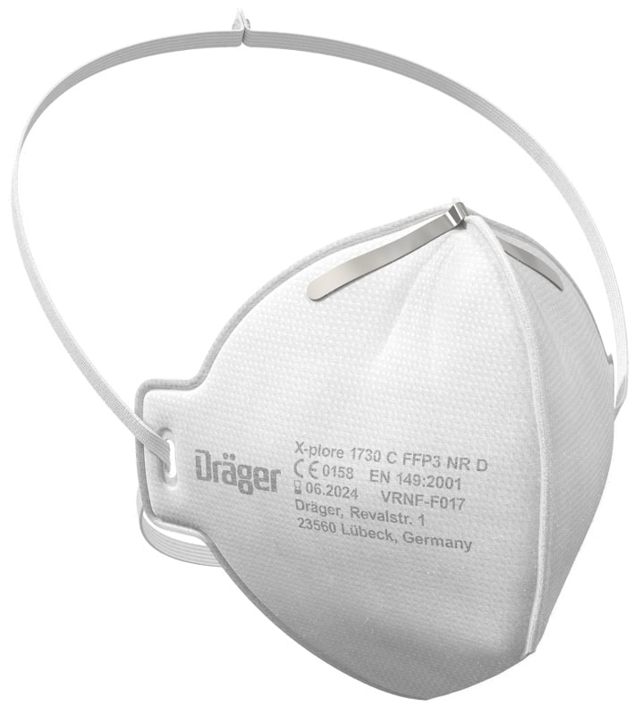 Preview: Dräger® X-plore® 1730 FFP3 NR D Atemschutzmaske / Partikelmaske 3951086, Hygienisch einzelverpackt, Wirksamer Schutz gegen Feinstäube und Partikel bei hohem Tragekomfort