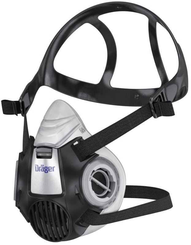 Preview: Dräger® X-plore® 3300 Gasmaske / Halbmaske Lackierer Set R57793, Größe M, A2 P3 R D Kombinationsfilter, Soft TPE, Dräger® Bajonett-Klick Filteranschluss