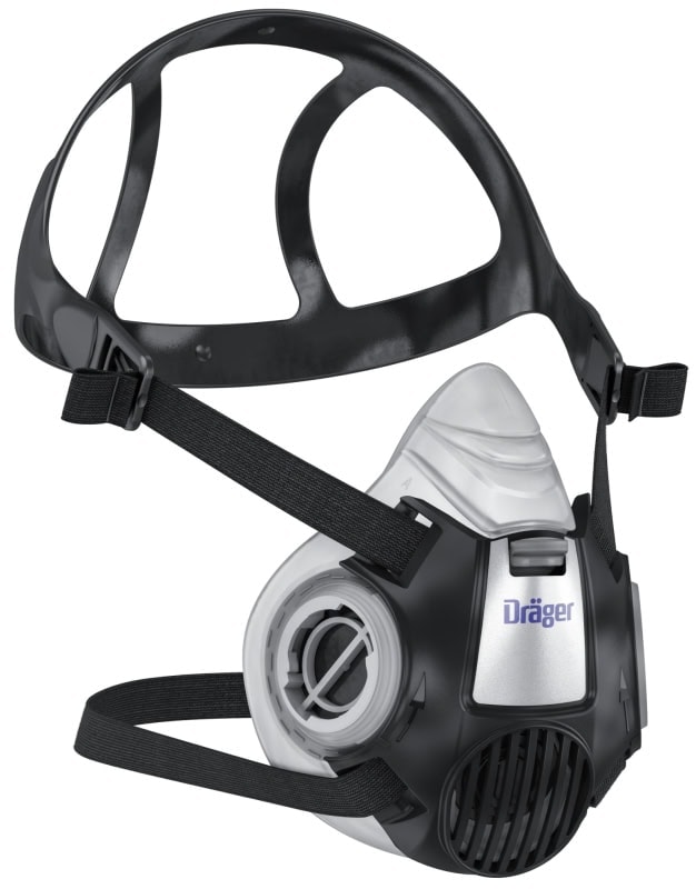 Preview: Dräger® X-plore® 3300 Gasmaske / Halbmaske Lackierer Set R57793, Größe M, A2 P3 R D Kombinationsfilter, Soft TPE, Dräger® Bajonett-Klick Filteranschluss