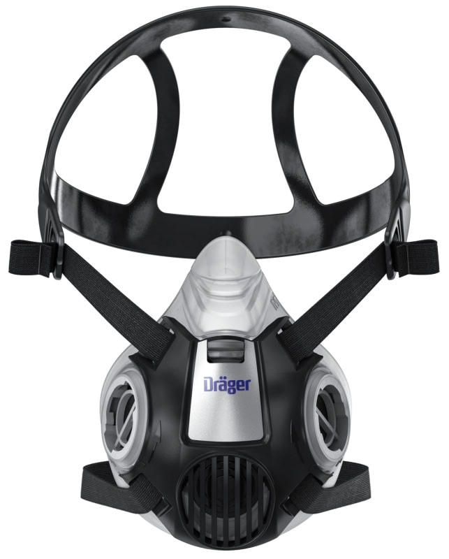 Preview: Dräger® X-plore® 3300 Gasmaske / Halbmaske Lackierer Set R57793, Größe M, A2 P3 R D Kombinationsfilter, Soft TPE, Dräger® Bajonett-Klick Filteranschluss