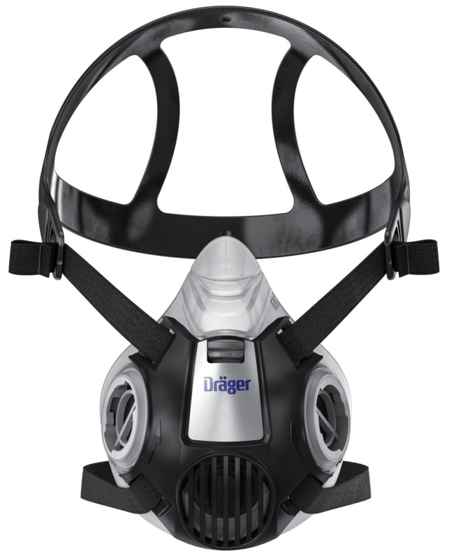 Preview: Dräger® X-plore® 3300 Gasmaske / Halbmaske Handwerker Set 3701431, Größe S, P3 R D Partikelfilter, Soft TPE, Dräger® Bajonett-Klick Filteranschluss
