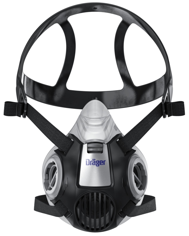 Preview: Dräger® X-plore® 3300 Gasmaske / Halbmaske Handwerker Set 3701432, Größe L, P3 R D Partikelfilter, Soft TPE, Dräger® Bajonett-Klick Filteranschluss