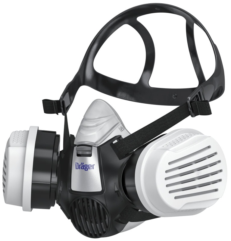 Preview: Dräger® X-plore® 3300 Gasmaske / Halbmaske Chemiearbeiter Set R57793, Größe M, A1B1E1K1 Hg P3 R D Kombinationsfilter, Soft TPE, Dräger® Bajonett-Klick Filteranschluss