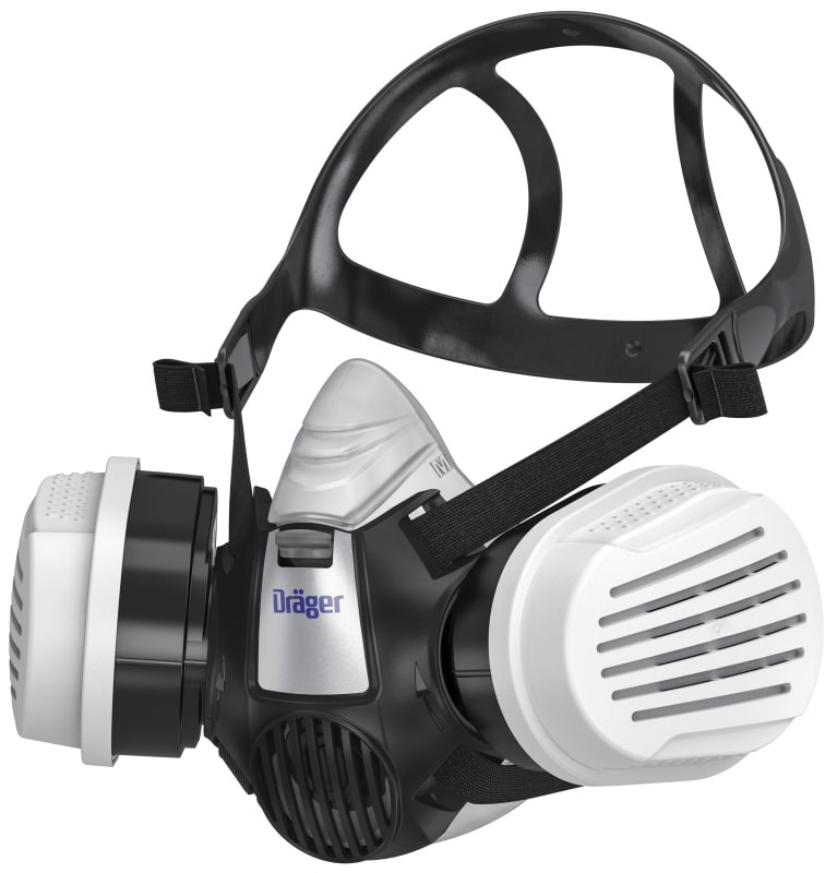 Preview: Dräger® X-plore® 3300 Gasmaske / Halbmaske Chemiearbeiter Set 3708072, Größe L, A1B1E1K1 Hg P3 R D Kombinationsfilter, Soft TPE, Dräger® Bajonett-Klick Filteranschluss