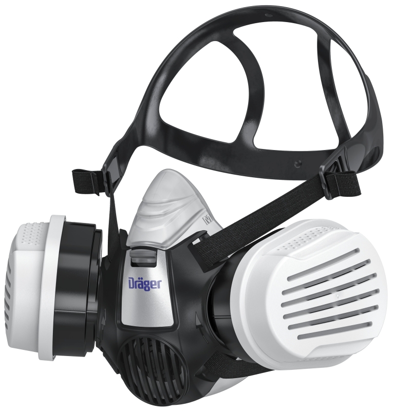 Preview: Dräger® X-plore® 3300 Gasmaske / Halbmaske Handwerker Set 3701432, Größe L, P3 R D Partikelfilter, Soft TPE, Dräger® Bajonett-Klick Filteranschluss