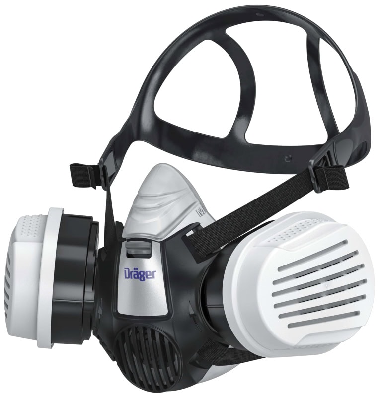 Preview: Dräger® X-plore® 3300 Gasmaske / Halbmaske Atemschutz Starter Set 3737916, Größe M, P3 R D Partikelfilter, Soft TPE, Dräger® Bajonett-Klick Filteranschluss
