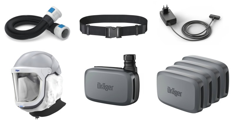 Preview: Dräger® X-plore® 8300 Gebläseatemschutz Set X-plore-8300-HIK4, TH3/TM3, 8 - 11 Stunden Laufzeit, Partikelschutz, Chemische-Industrie, Teile: [3734400, R59600, 3710790]
