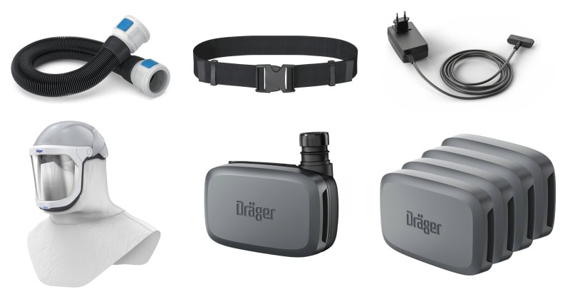 Preview: Dräger® X-plore® 8300 Gebläseatemschutz Set X-plore-8300-HIK5, TH3/TM3, 8 - 11 Stunden Laufzeit, Partikelschutz, Chemische-Industrie, Teile: [3734400, R59600, 3710795]