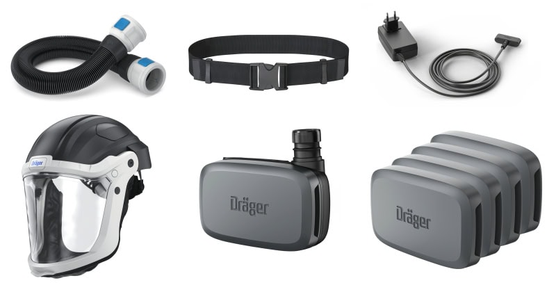 Preview: Dräger® X-plore® 8300 Gebläseatemschutz Set X-plore-8300-LIK1, TH3/TM3, 8 - 11 Stunden Laufzeit, Partikelschutz, Leicht-Industrie, Teile: [3734400, R59600, 3710810]