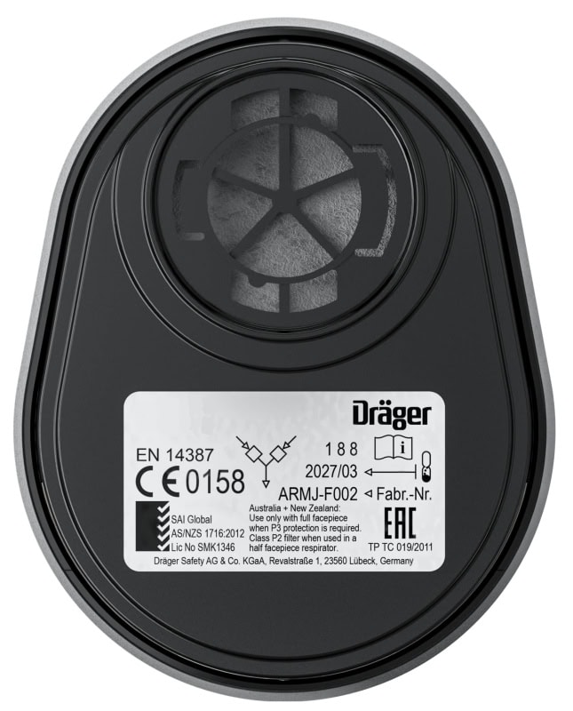 Preview: Dräger® X-plore® Kombi Filter 6738819, A2B2E2K2 Hg P3 R D, Dräger® Bajonett-Klick Anschluss, Kombinationsfilter gegen organische, anorganische, saure Gase & Dämpfe, Ammoniak & org. Ammoniakderivate, Quecksilber + Partikel
