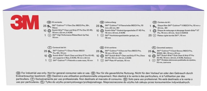 Preview: 3M™ Schleif- und Reinigungsset 982CX-125, 25x 982CX Fiberscheibe in 125 mm mit Korn 36+, 10x XO-RD Grobreinigungsscheibe + 1x Hochleistungsfiberscheibenstützteller