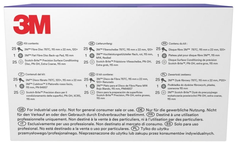 Preview: 3M™ Grinding & Refining Kit 787C-115, 25x 787C Fiberscheibe in 115 mm mit Korn 36+, 25x PN-DH Vliesscheibe in 115 mm + 1x Hochleistungsfiberscheibenstützteller