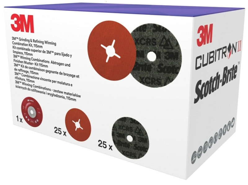 Preview: 3M™ Grinding & Refining Kit 787C-115, 25x 787C Fiberscheibe in 115 mm mit Korn 36+, 25x PN-DH Vliesscheibe in 115 mm + 1x Hochleistungsfiberscheibenstützteller