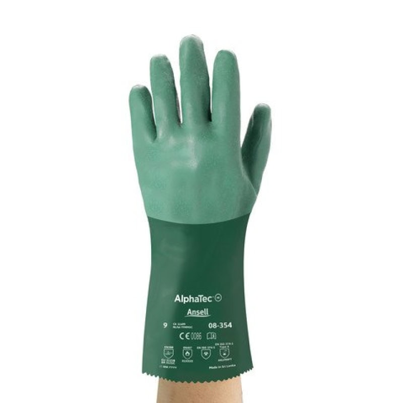 Preview: Ansell AlphaTec™ 08-354 Chemikalienschutzhandschuh 8354100, Größe 10, Grün, 355 mm lang, Für hohe Flexibilität und gute Griffigkeit