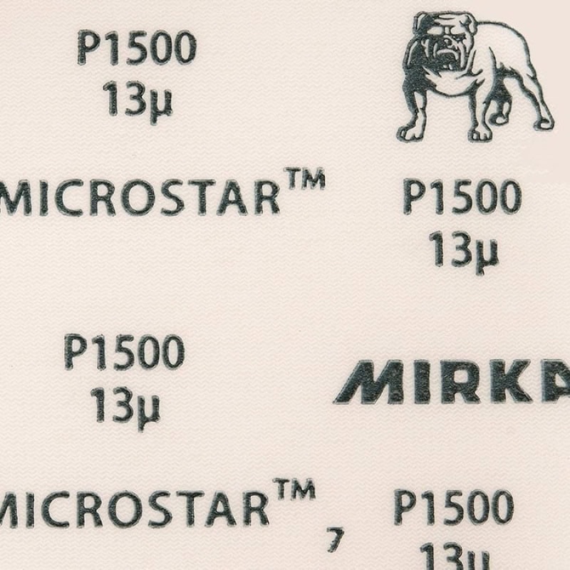 Preview: Mirka® Microstar FM62205096, Ø 150 mm, P2500, Ungelocht, Kletthaftend, Schleifscheibe mit Aluminiumkorn
