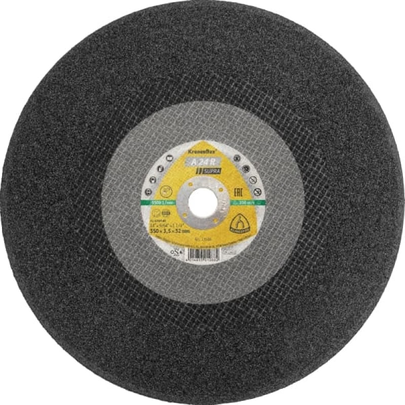 Preview: KLINGSPOR Kronenflex® A 24 R Supra Grosstrennscheibe 296567, Ø 400 mm x 4,5 mm x 40 mm, P36, A, 4.800 U./Min., Typ 41 Gerade, Aluminiumkorn, Für Stahl und Edelstahl
