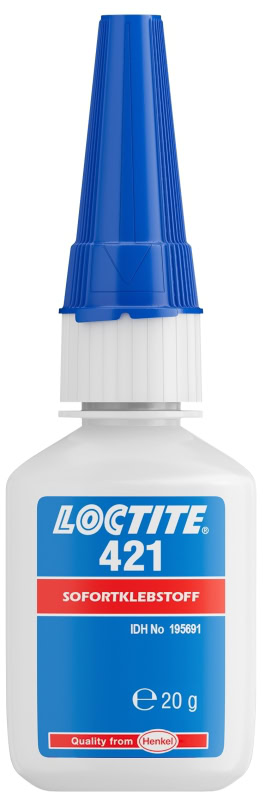 Preview: Henkel™ Loctite® 421 Sofortklebstoff, 20 g, Transparent, 195691, Für das Verbinden von schwer verklebbaren Materialien