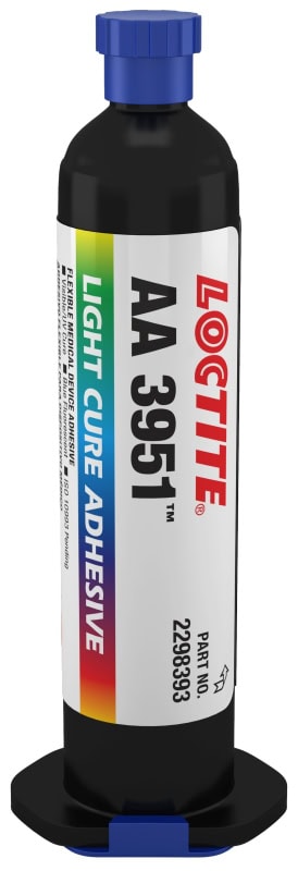 Preview: Henkel™ Loctite® AA 3951 UV Klebstoff, 25 ml, Transparent bis Strohfarben, 2484118, Mit Medizinfreigabe, schnell härtend, ideal für Kunststoffe und Elastomere