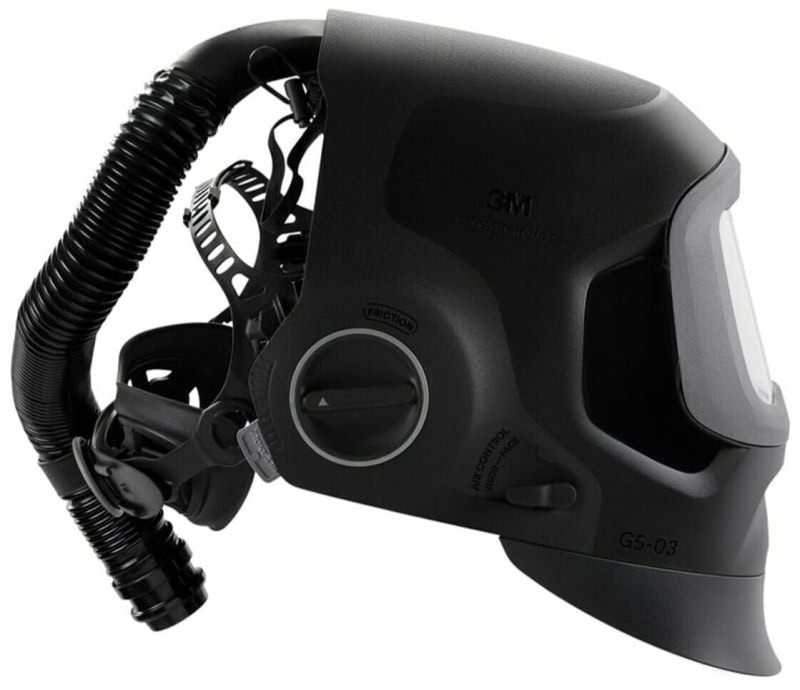 Preview: 3M™ Speedglas™ Schweißmaske G5-03 Pro Air mit Schweißfilter G5-01/03NC und Versaflo™ V-500E Drucklufteinheit, 632811, inkl. QRS-Luftschlauch und Tasche, TH3, 4A/3B, Kopfband + Textilkopfschutz, Für natürliche Farben; Teile: [632800 + 630010 + V500E]