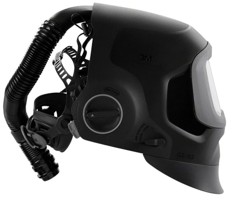Preview: 3M™ Speedglas™ Schweißmaske G5-03 Pro Air mit Schweißfilter G5-01/03VC und Versaflo™ V-500E Drucklufteinheit, 632812, inkl. QRS-Luftschlauch und Tasche, TH3, 4A/3B, Kopfband + Textilkopfschutz, Für besten Farbkontrast; Teile: [632800 + 630021 + V500E]
