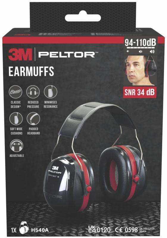 Preview: 3M™ Peltor™ Optime™ III Kapselgehörschutz H540A-1, Für extrem laute Arbeitsumgebungen, SNR = 34 dB, Rot/Schwarz, Kopfbügel, Einzelhandelsverpackung