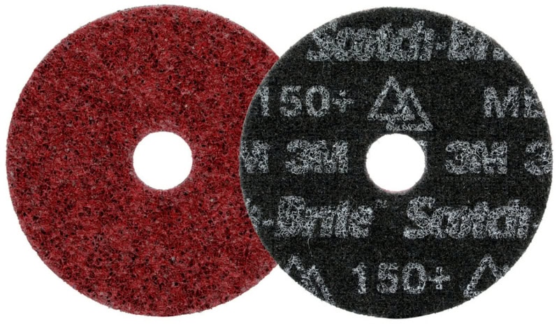 Preview: 3M™ Scotch-Brite™ HD-DH Präzisions-Vliesscheibe HDDH8896, Ø 50 mm x 22 mm, 150+, K, Medium, Rot, 13.300 U./Min., Kletthaftend, Mit Zentrierloch, Für Abtrags- und Finisharbeiten