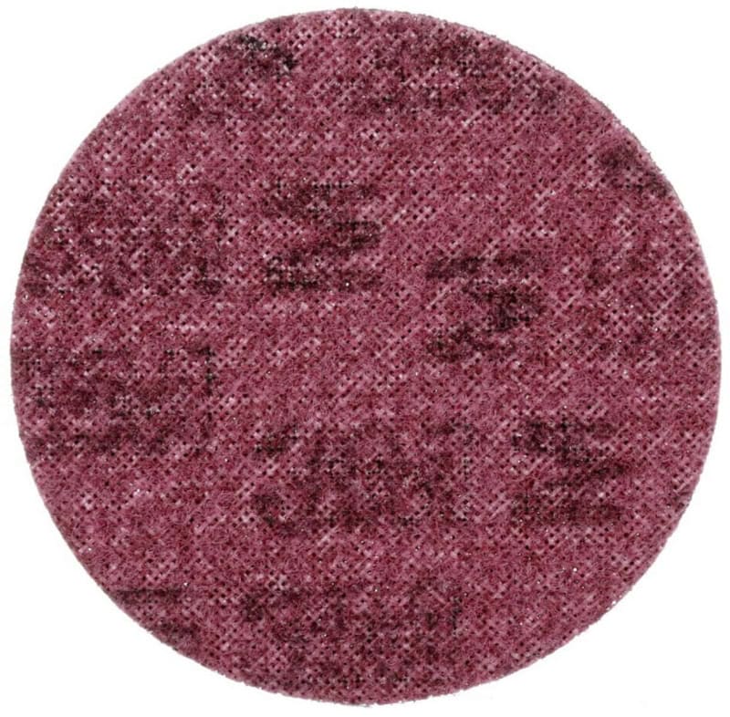 Preview: 3M™ Scotch-Brite™ Vliesscheibe SC-DH 65335, Ø 115 mm, P220 - P280, Medium, Metall & Edelstahl — Entgraten, Reinigen, Finish, Rot, A, 8.000 U./Min., Kletthaftend, Ohne Zentrierloch