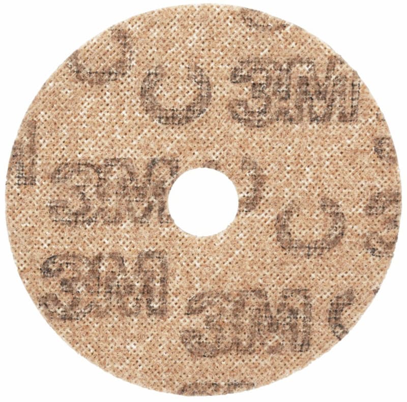 Preview: 3M™ Scotch-Brite™ Vliesscheibe SC-DH 159272, Ø 125 mm x 22 mm, P150 - 180, Coarse, Metall & Edelstahl — Entgraten, Reinigen, Finish, Braun, A, 8.000 U./Min., Kletthaftend, Mit Zentrierloch