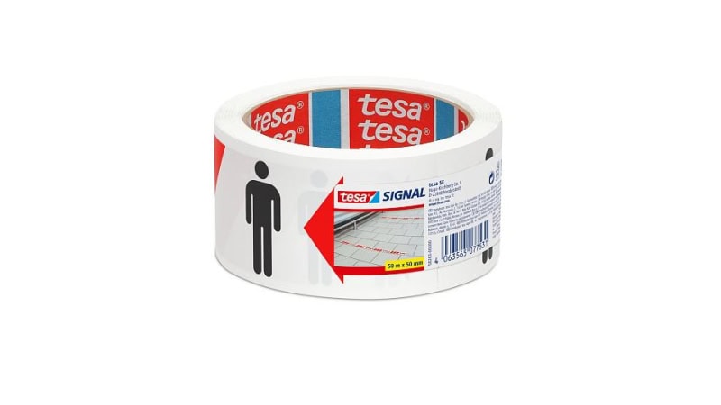 Preview: tesa® 58263, 50 mm x 50 m, Weiß-Rot, Signal Abstandsband 1,5 m